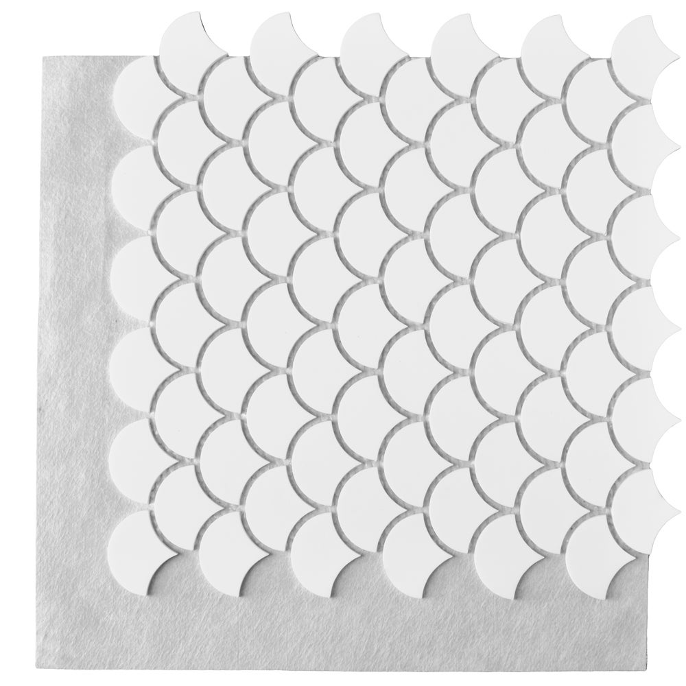 Mosaique solid surface lisse - Format ecaille de poisson plaque de 30 x 30 cm - blanc lisse - 2