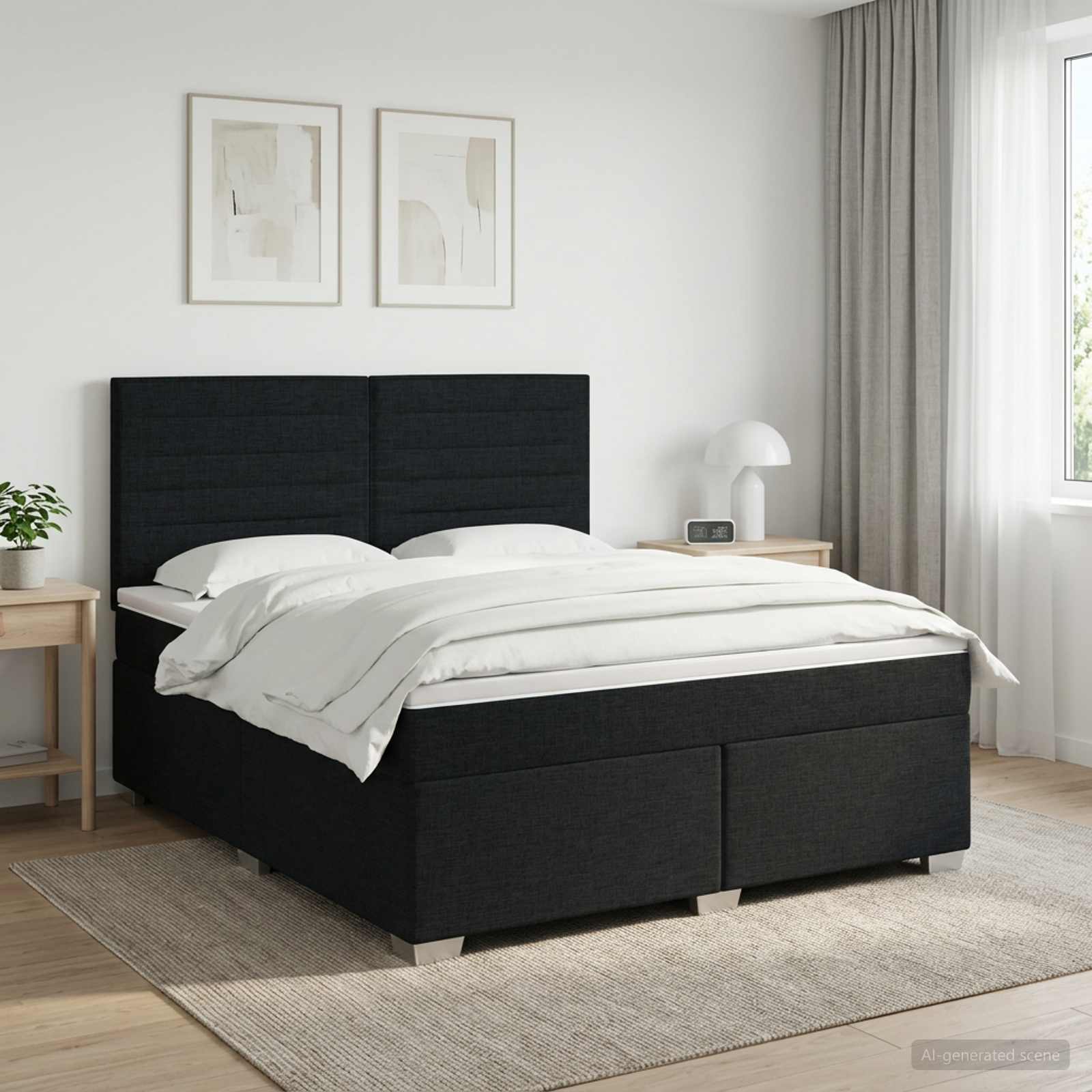 Cama box spring con colchón Negro 140 x 200 cm Tela | Leroy Merlin