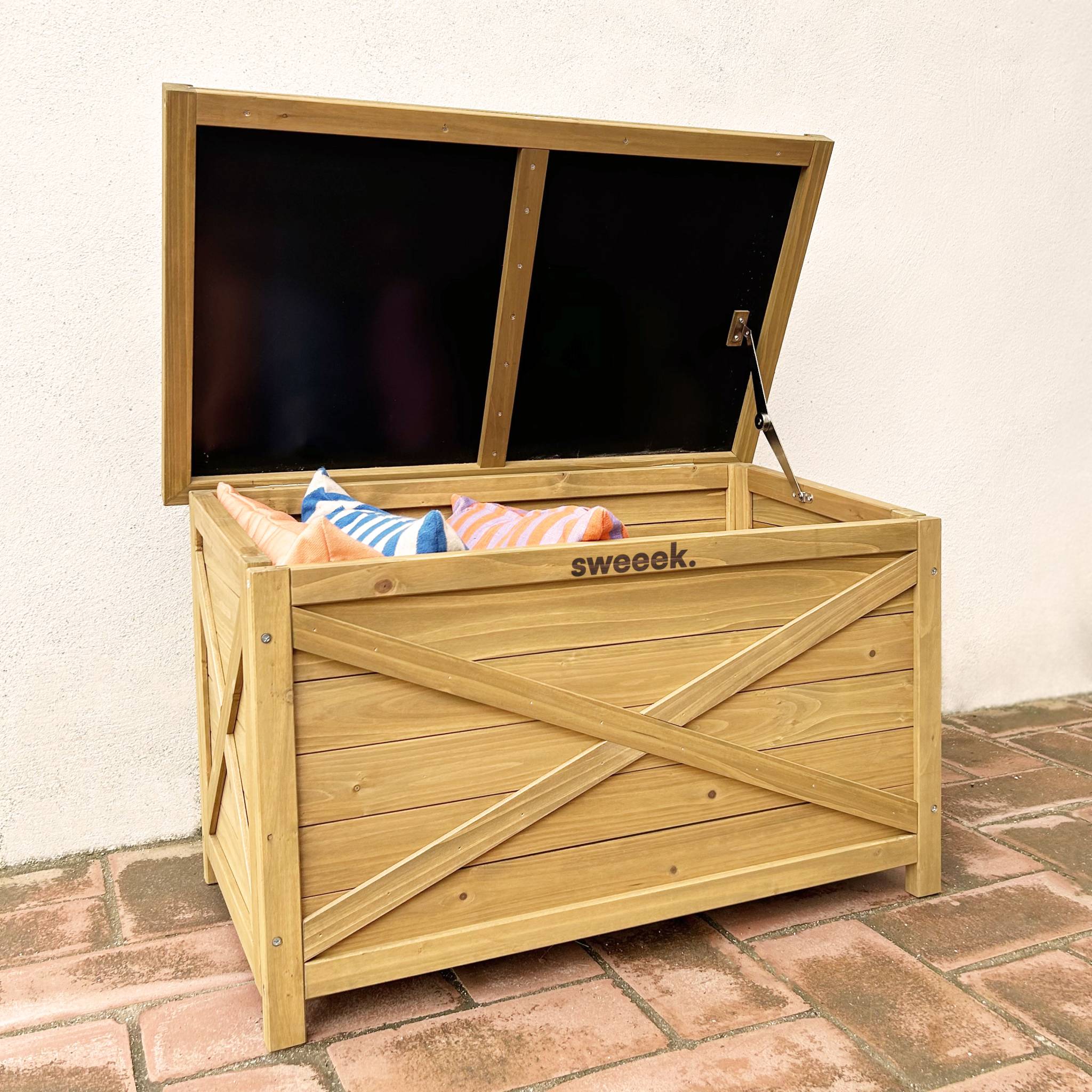 Coffre de rangement en bois 80 cm. naturel. L80 x P48 x H50cm. capacité 100L ALYSSE - 2