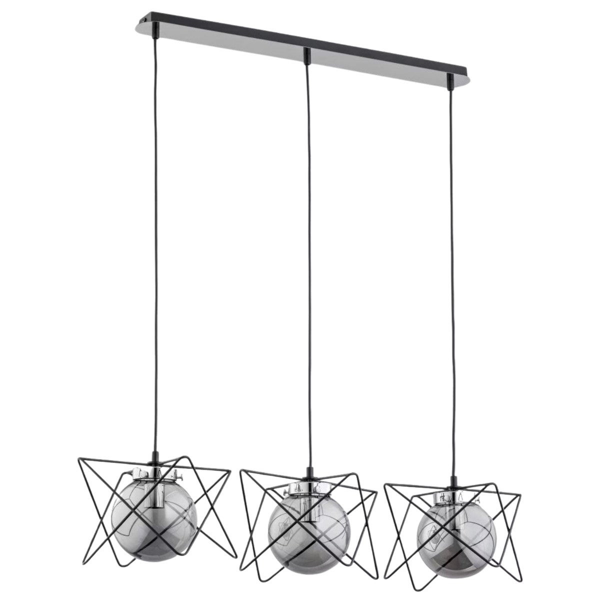 Lampa wisząca Sagito czarna-chromowana 3xE14x40W wym: 90 x 85 x 20 cm szkło Alfa