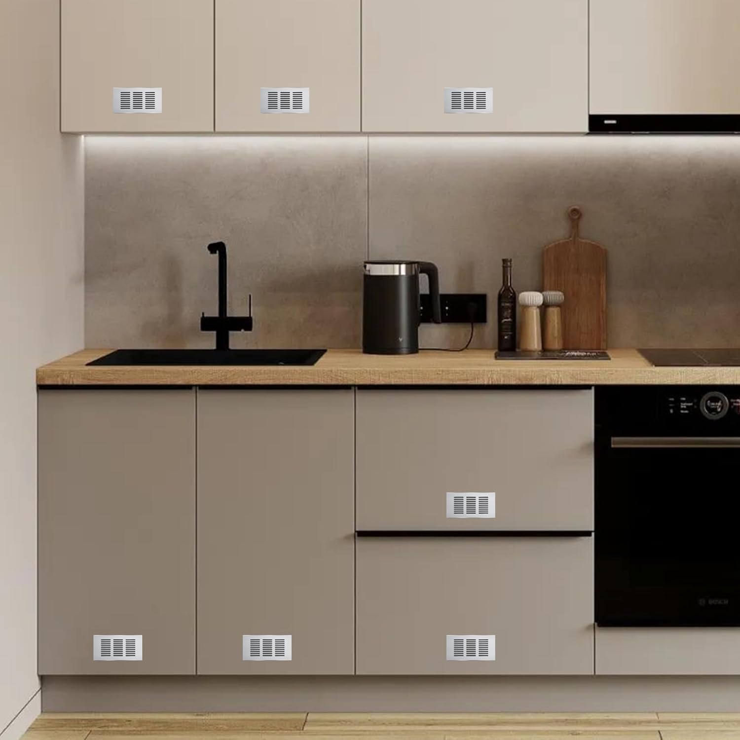 Kratka wentylacyjna aluminiowa z wkrętami, do wentylacji szaf i pomieszczeń, 15 x 8 cm, srebrna, 4 sztuki - 3