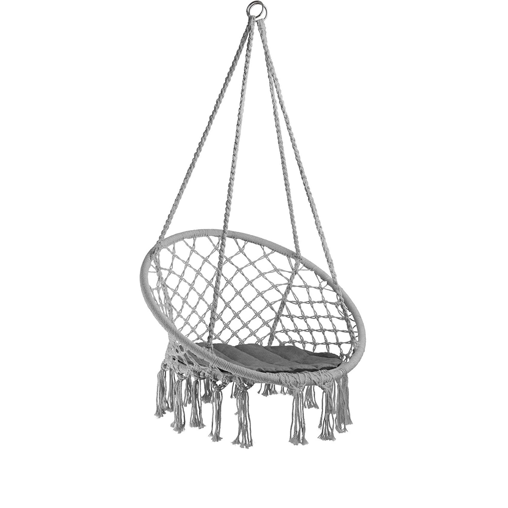 Outsunny Chaise Suspendue Avec Coussin Rembourré Et Franges - Confort Bohème