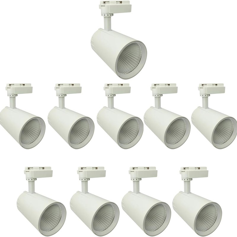 10x Reflektor sufitowy Led Track Light 30W, neutralna biel 4200K, 3000 lumenów, 185V-265V AC jednofazowy, kolor biały