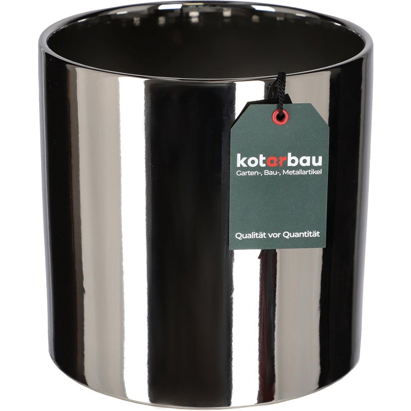 Doniczka donica srebrna ceramiczna połysk ø200 mm osłona cylinder ozdobna - KOTARBAU