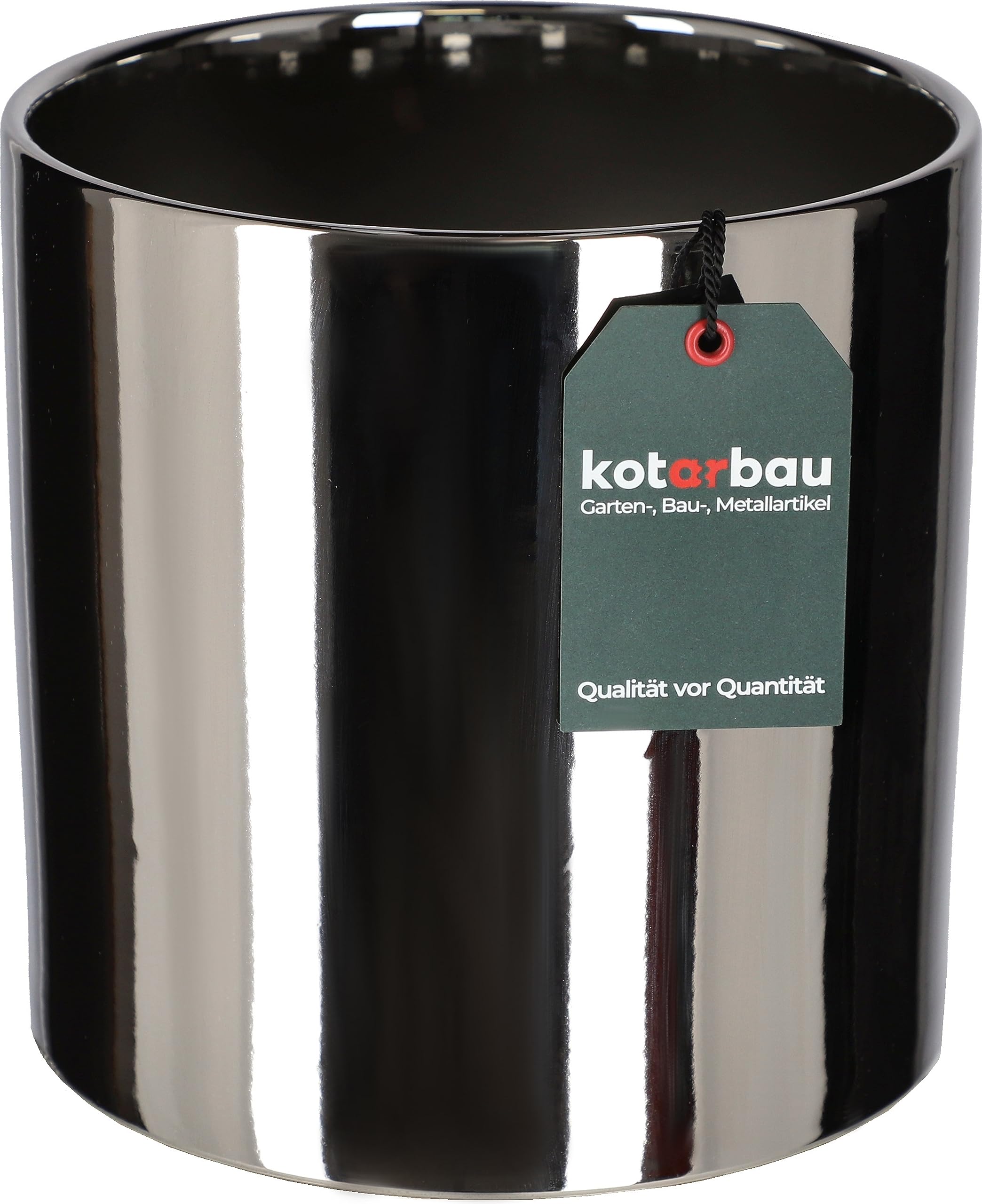 Doniczka donica srebrna ceramiczna połysk ø200 mm osłona cylinder ozdobna - KOTARBAU