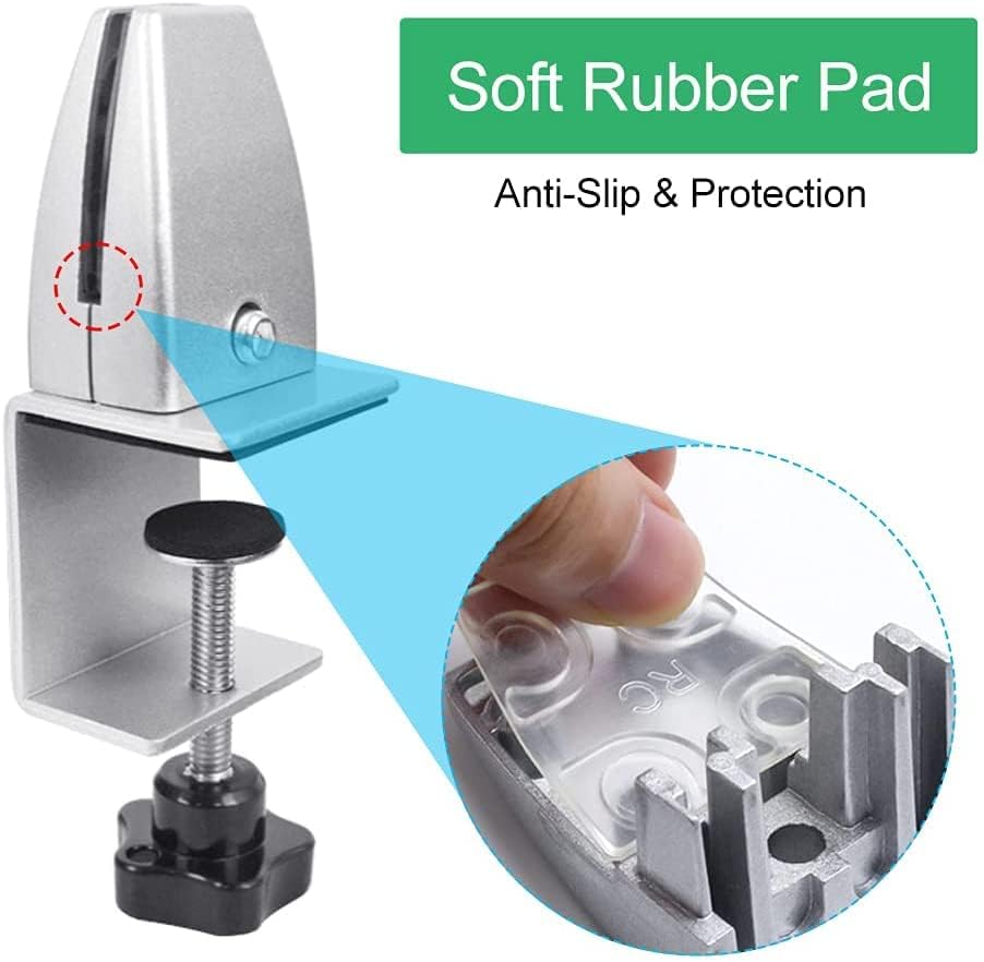 Due morsetti regolabili per vetro, realizzati in lega di alluminio, adatti per piani di tavoli in acrilico, supporti per divisori e divisori; adatti - 3