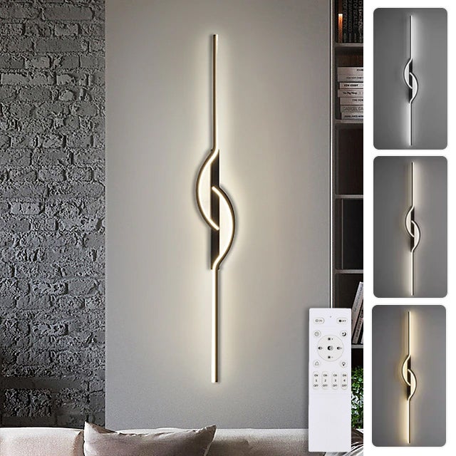 HMAKGG Dimmable Applique Murale Interieur Led Telecommande Longue Barre Lampe Murale 3000K-6000K Luminaire Mural Toilette Pour Chambre Salon Escalier Couloir Terrasse Rentrée Cour (24W/80cm