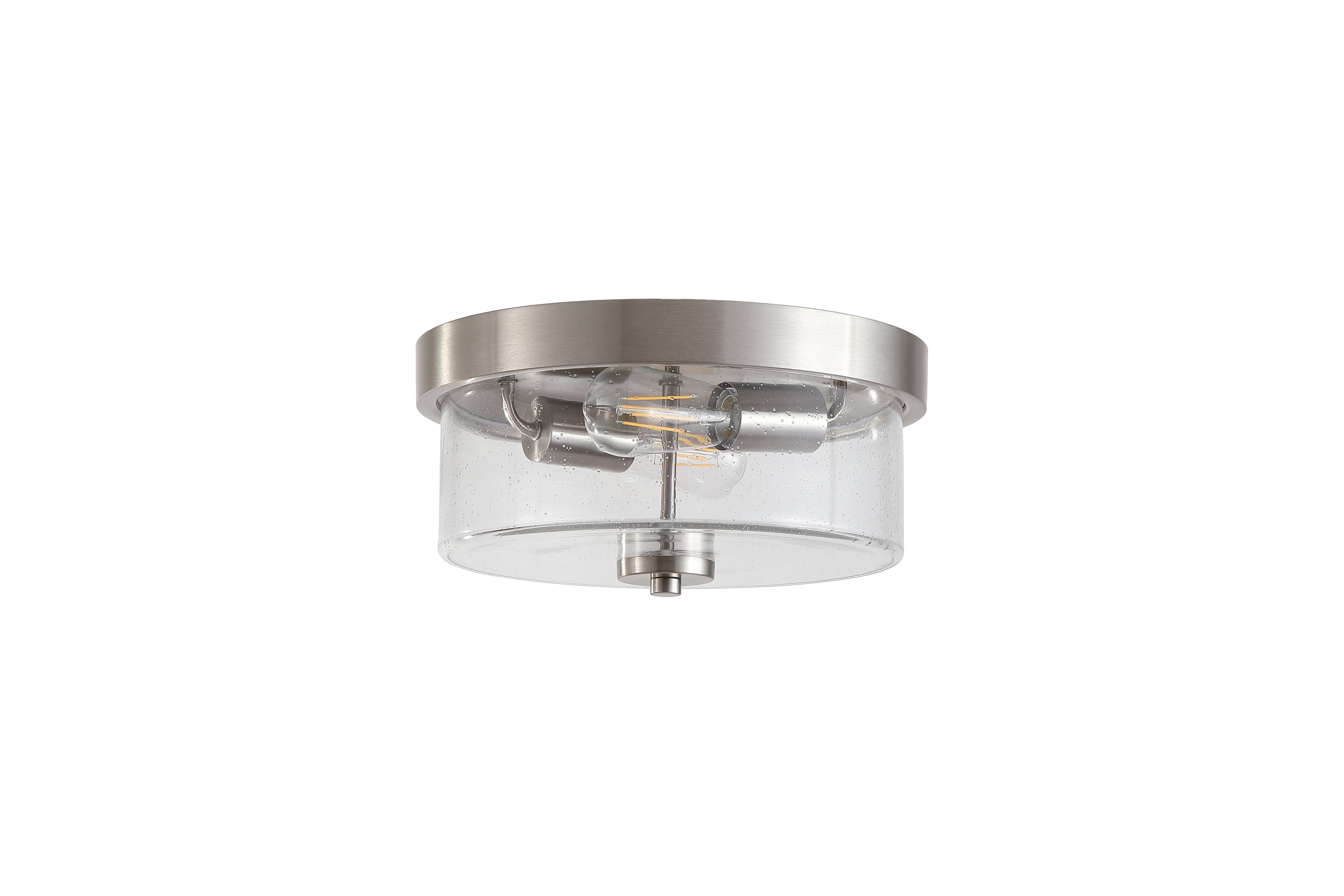 PRESTON Plaf 2L IP44 sdb CLII argent verre D33cm | Leroy Merlin