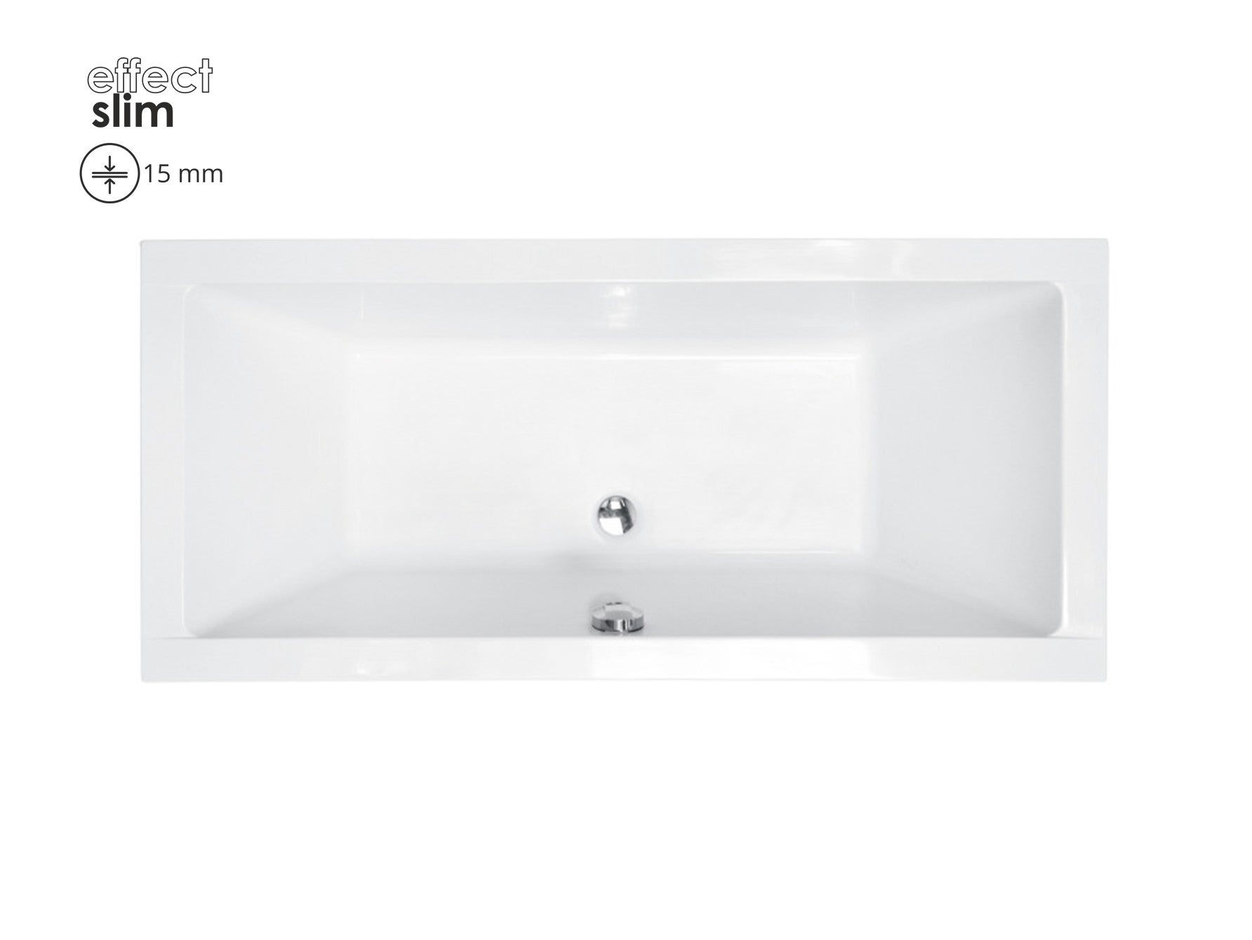 Baignoire rectangulaire 170x75 QUADRO SLIM acrylique blanc, sans Habillage + Pieds + Vidage à chromé - 4