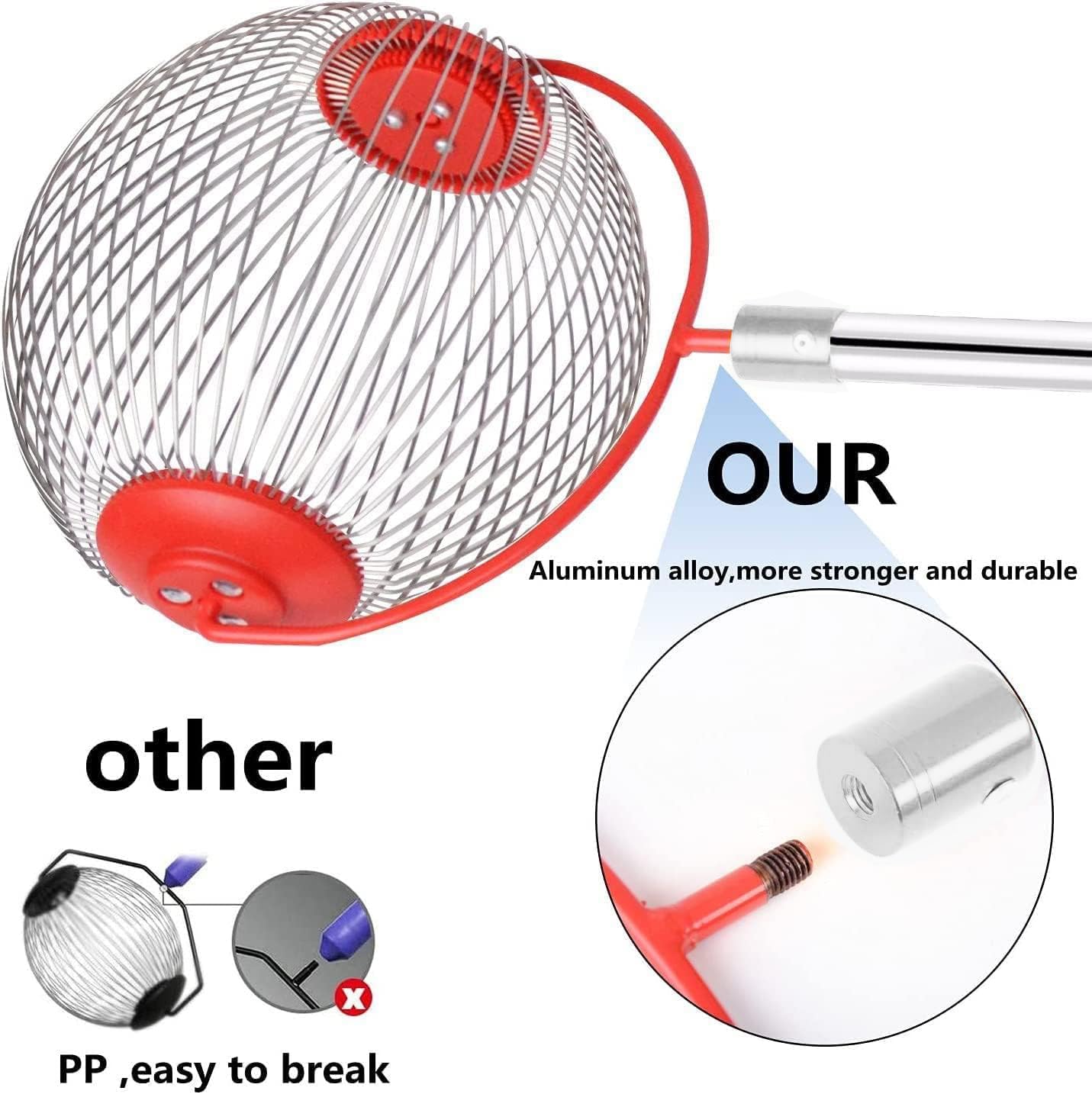 Grand rouleau de ramassage de noix d'extérieur réglable et léger en acier inoxydable, outils de jardinage pour ferme fruitière familiale - 4