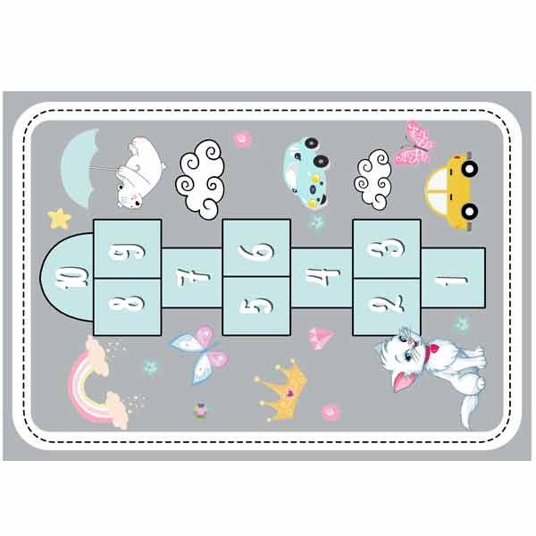 Grand Tapis De Marelle Géant 210x60 Cm – 4 Disques Et 10 Tuiles EVA Emboîtables – Jeu Familial Intérieur/extérieur – Coloré Et Anti-déchirure