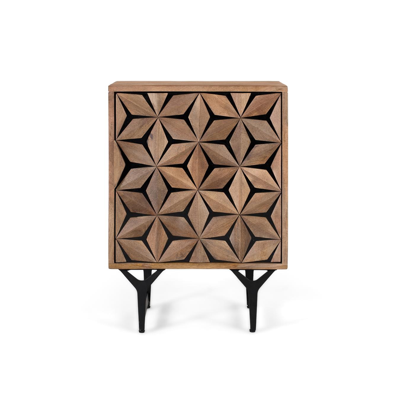 Table d'appoint en bois de manguier masyw de style géométrique