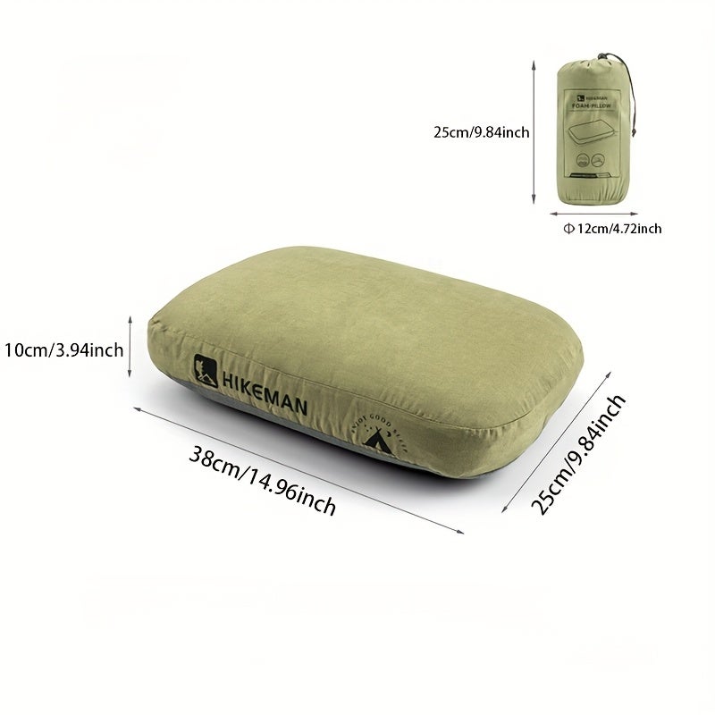 Almofada de acampamento verde para exterior com espuma de memória, suporte de pescoço portátil, adequado para viagens, presente ideal - 5