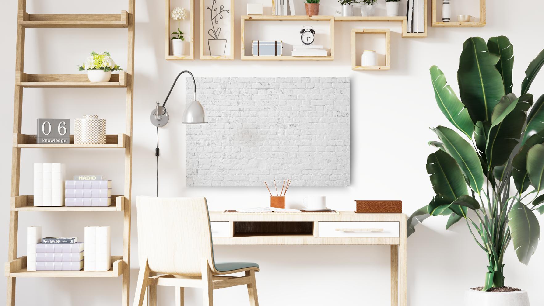 Tableau Magnétique en Métal Motif Brique Blanche 60x40cm, MetalBoards pour tout type d'Aimants - 2