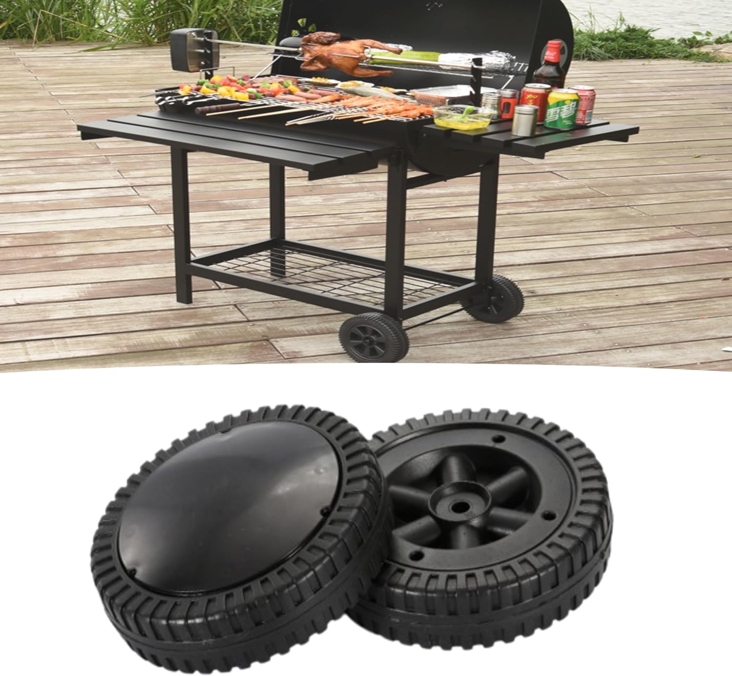Lot De 2 Roues De Rechange 17,8 Cm (7 Pouces) Pour Barbecue à Gaz – Plastique Résistant Chaleur, Compatible Charbroil