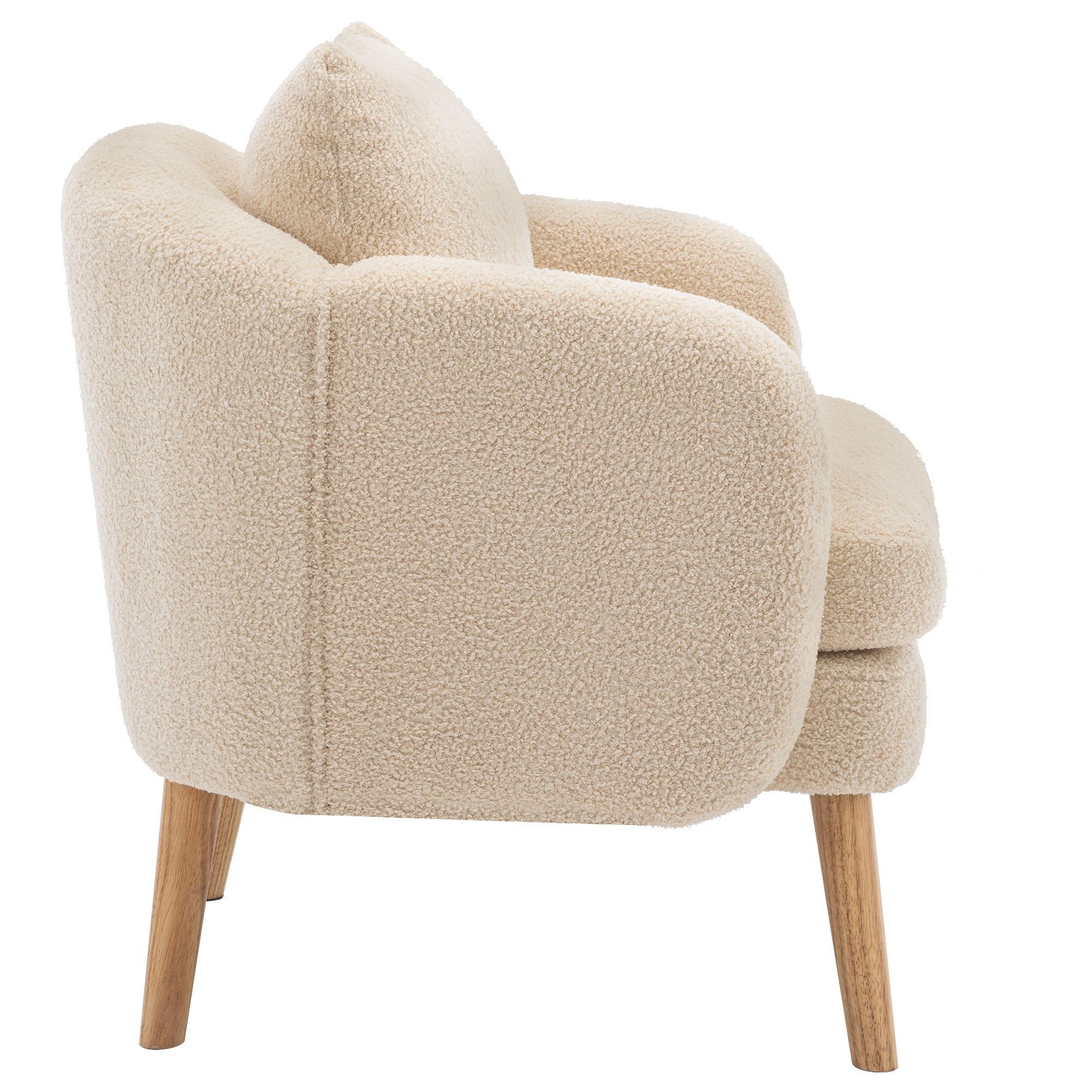 Poltrona moderna singola in velluto Teddy (con cuscino), poltrona con cuscino extra spesso, poltrona singola per divano, piedini in legno massiccio - 6