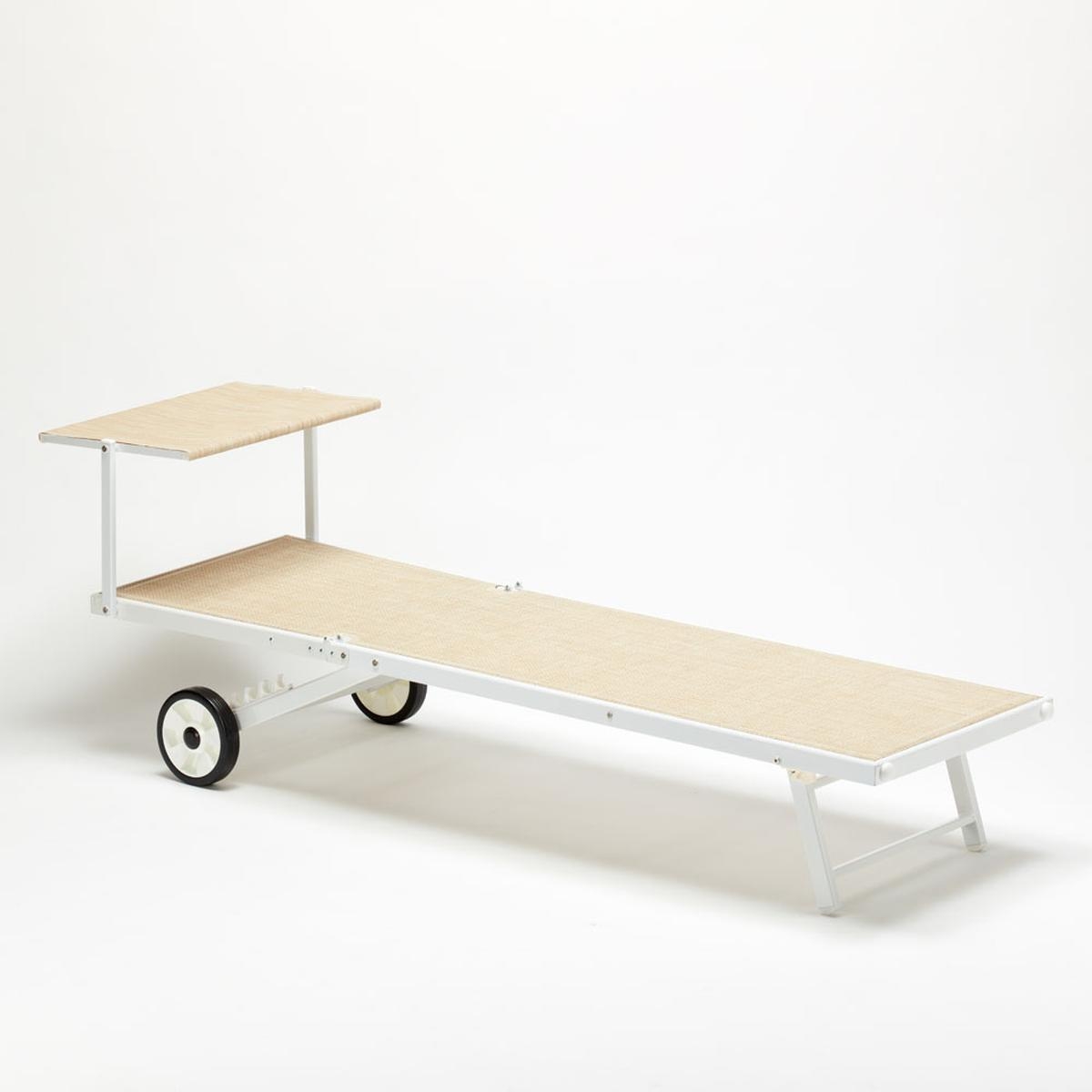 2 Bains de soleil avec roues transats piscine jardin aluminium Alabama - 4