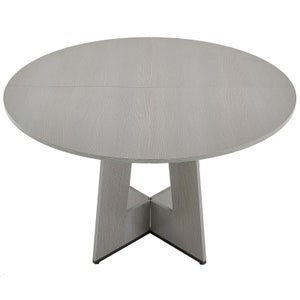 Table à Manger Ronde En Bois 120 Cm - Pour 4 à 6 Personnes - Avec Étagère, Style Industriel (Sombre + Kaki)