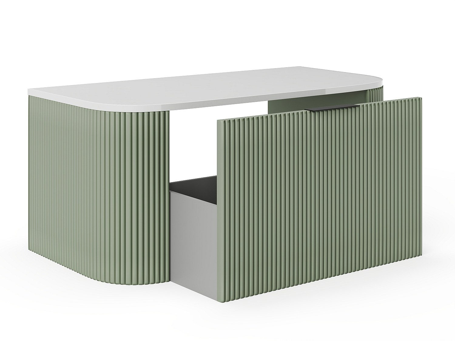 Meuble sous vasque suspendu strié - Vert mat - 100 cm - LOMERI - 4