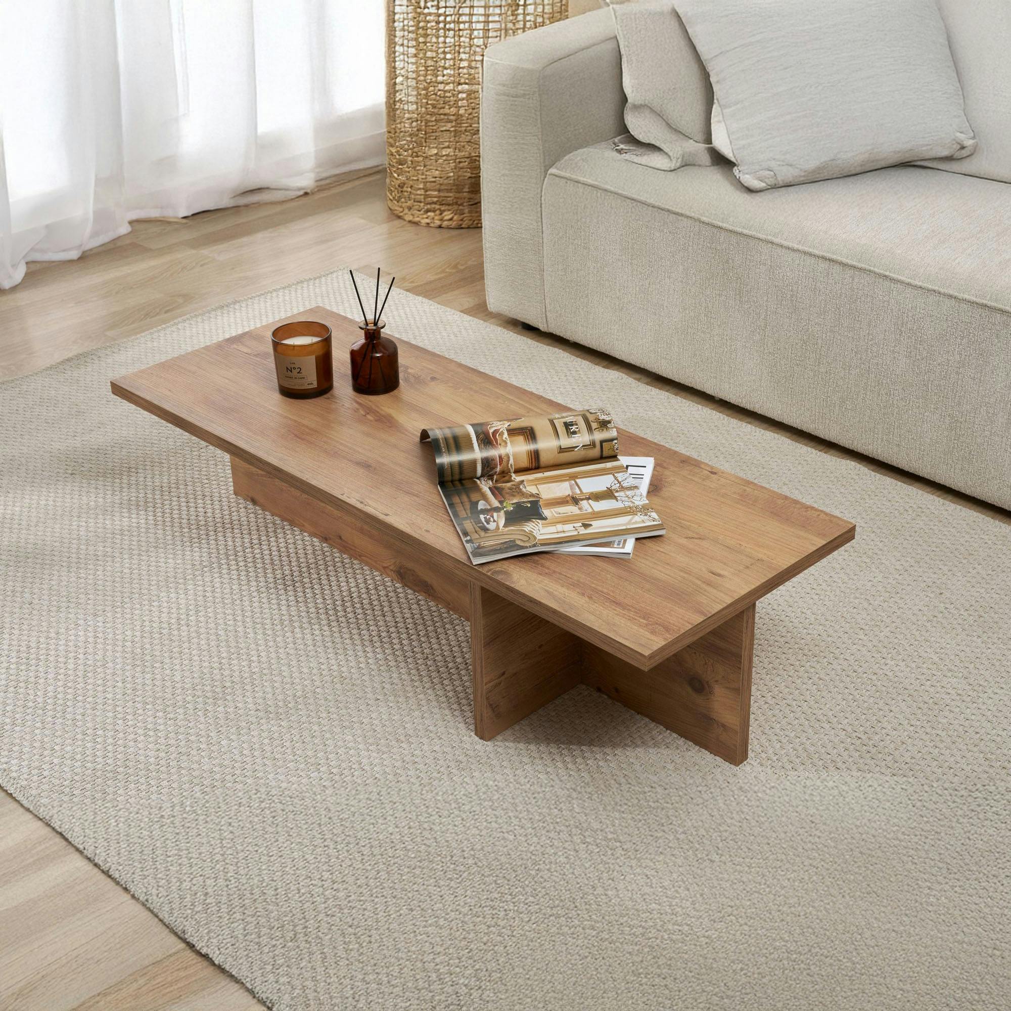 Table basse moderne minimaliste - effet bois de pin MARFA - 3