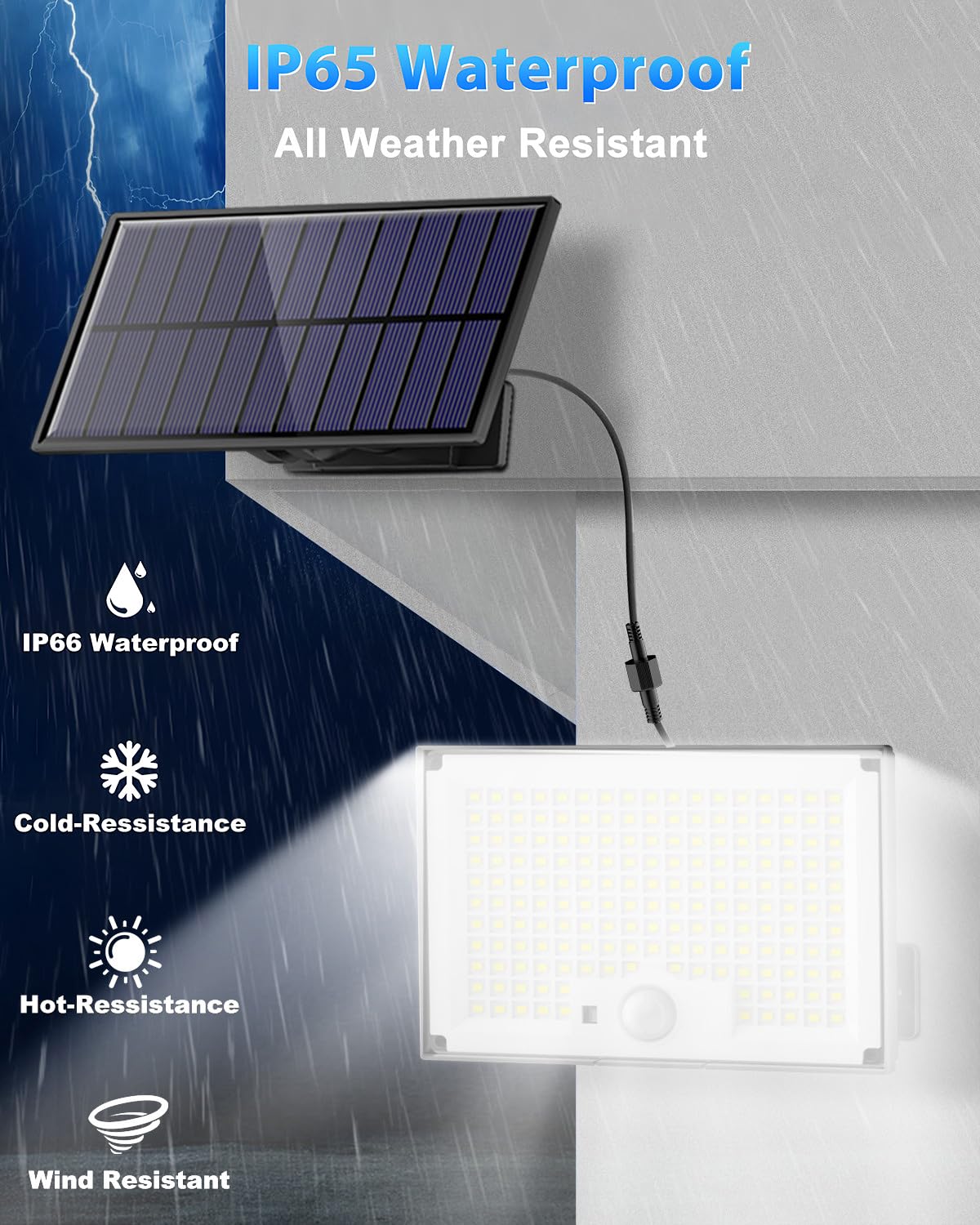 2 luci con sensore di movimento solare, luce di inondazione solare 172 LED con telecomando, luce di sicurezza solare impermeabile, 3 modalità - 8