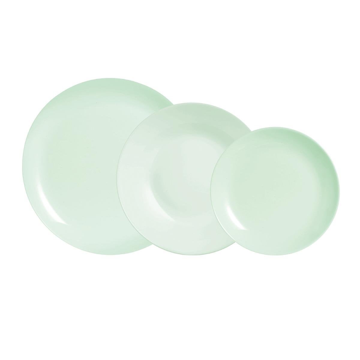 LUMINARC Diwali Paradise Servies – 12 Delig Opaalglas Groen, Voor 4 Personen