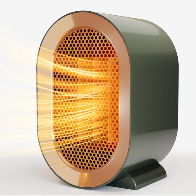 Stufa elettrica da interno, piccola stufa portatile per uso domestico, con protezione da surriscaldamento e ribaltamento, verde