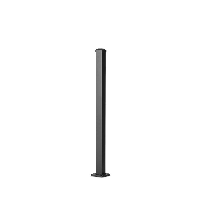 Poteau aluminium tradition style ferronnerie sur platine avec chapeau H 86.5 cm Noir - 2