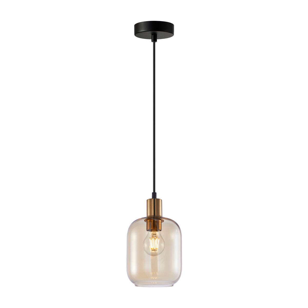 Lampa wisząca Norlis złoto-czarna-bursztynowy 1xE27x40W nowoczesna wym: 105 x 15 x 15 cm szkło Italux