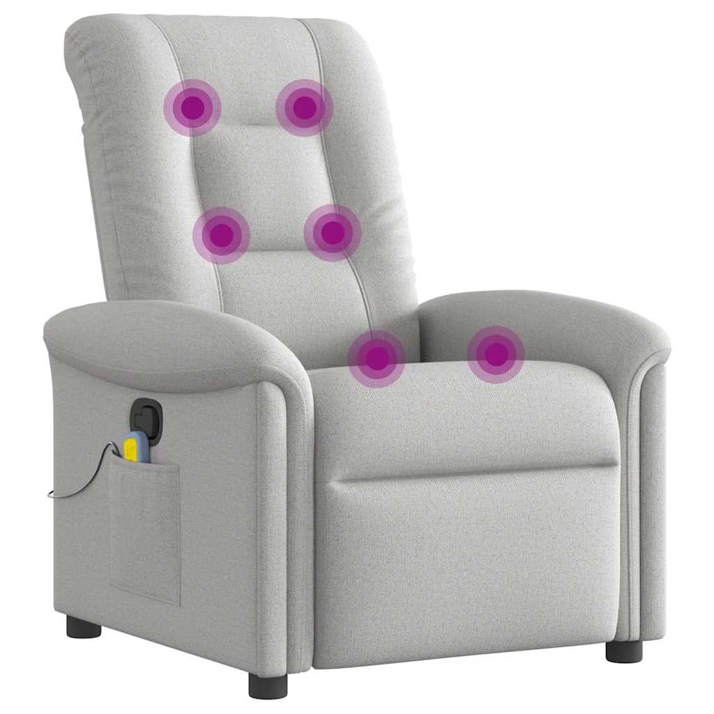 Fotel masujący rozkładany vidaXL szary chmura tkanina komfort i wibracje - 6