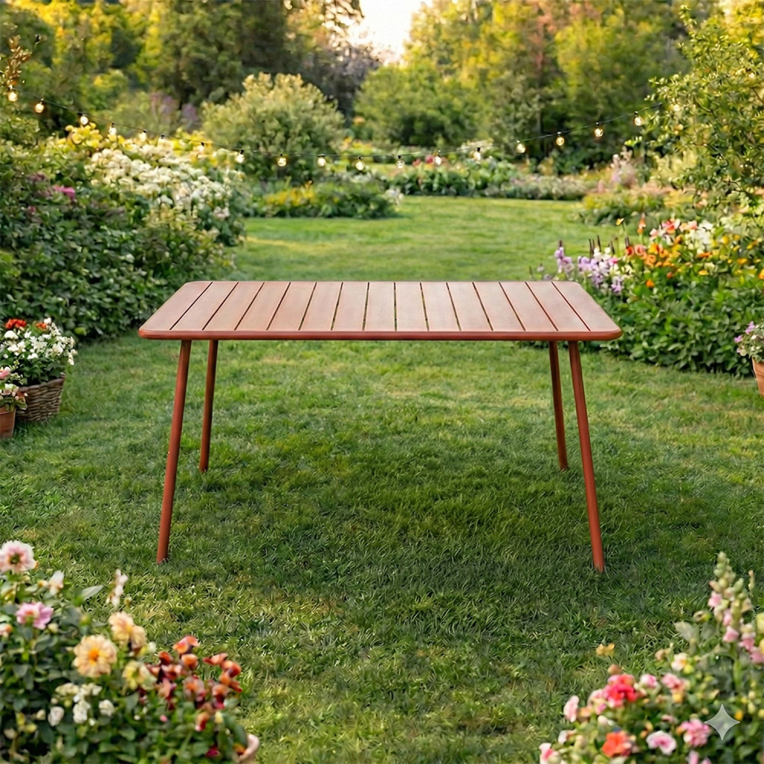 Table de jardin 4 à 6 places 120cm terracotta BERGAME - 6
