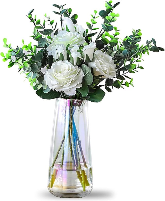Vaso per fiori Vaso in vetro colorato Vaso in vetro iridescente in vetro moderno 22×10cm