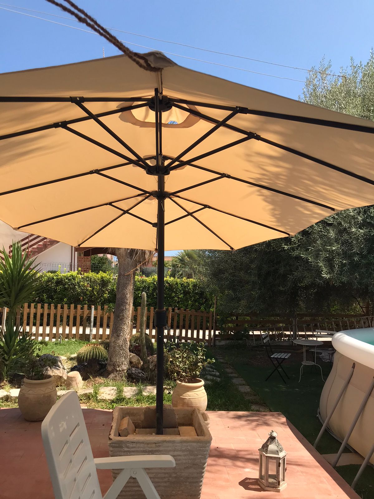 Ombrellone doppio da giardino in alluminio 460x270xH240 cm Alu Twin Beige - 4