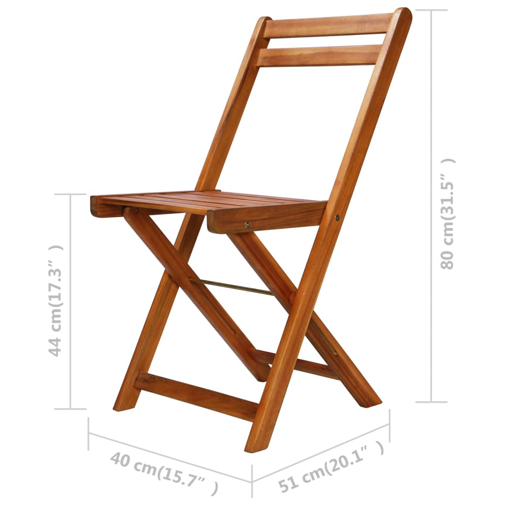Lot de 2 Chaise de jardin pliable sans coussin vidaXL en Bois Beige - 9