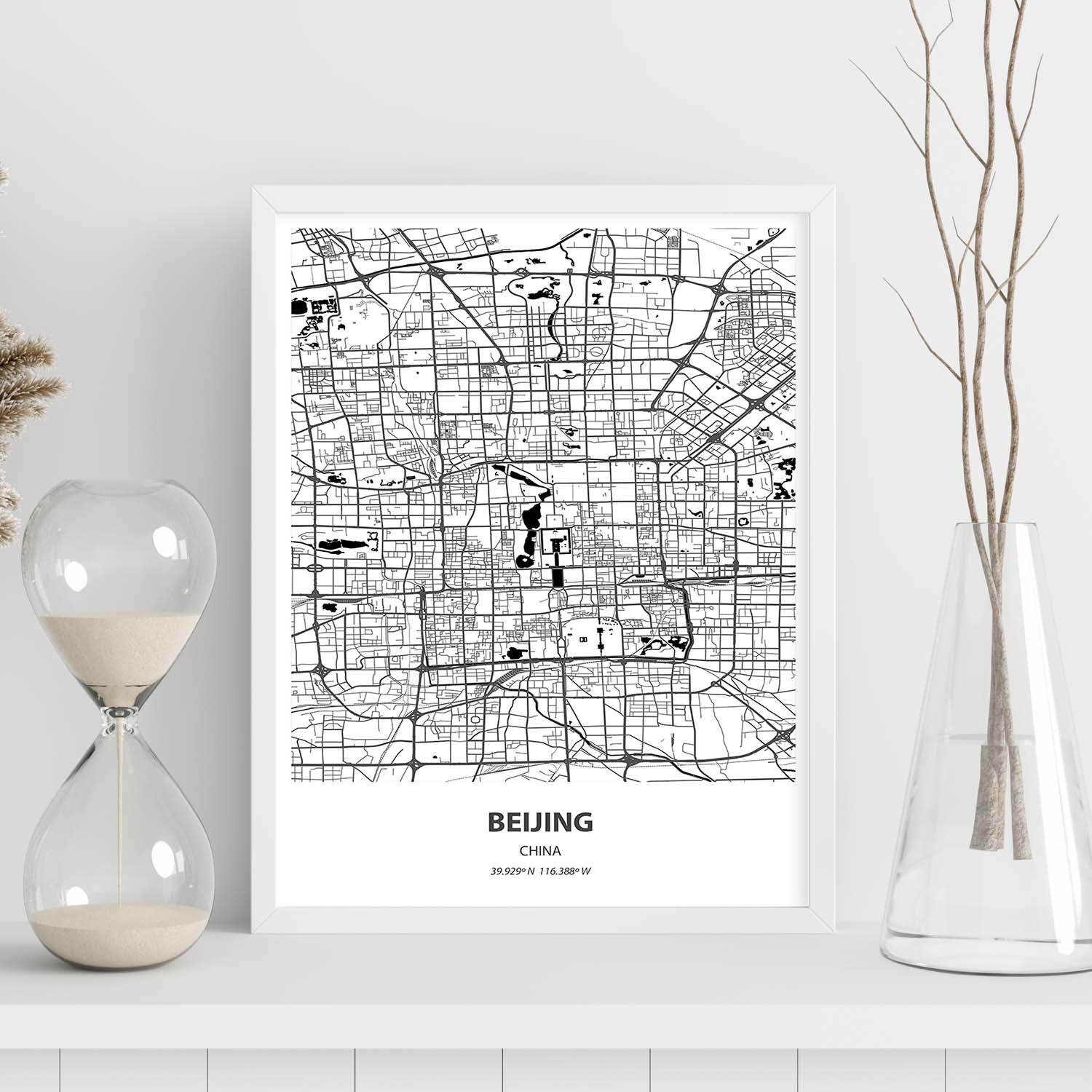 Poster Con Mapa De Beijing China. Láminas De Ciudades De Asia Con Mares ...