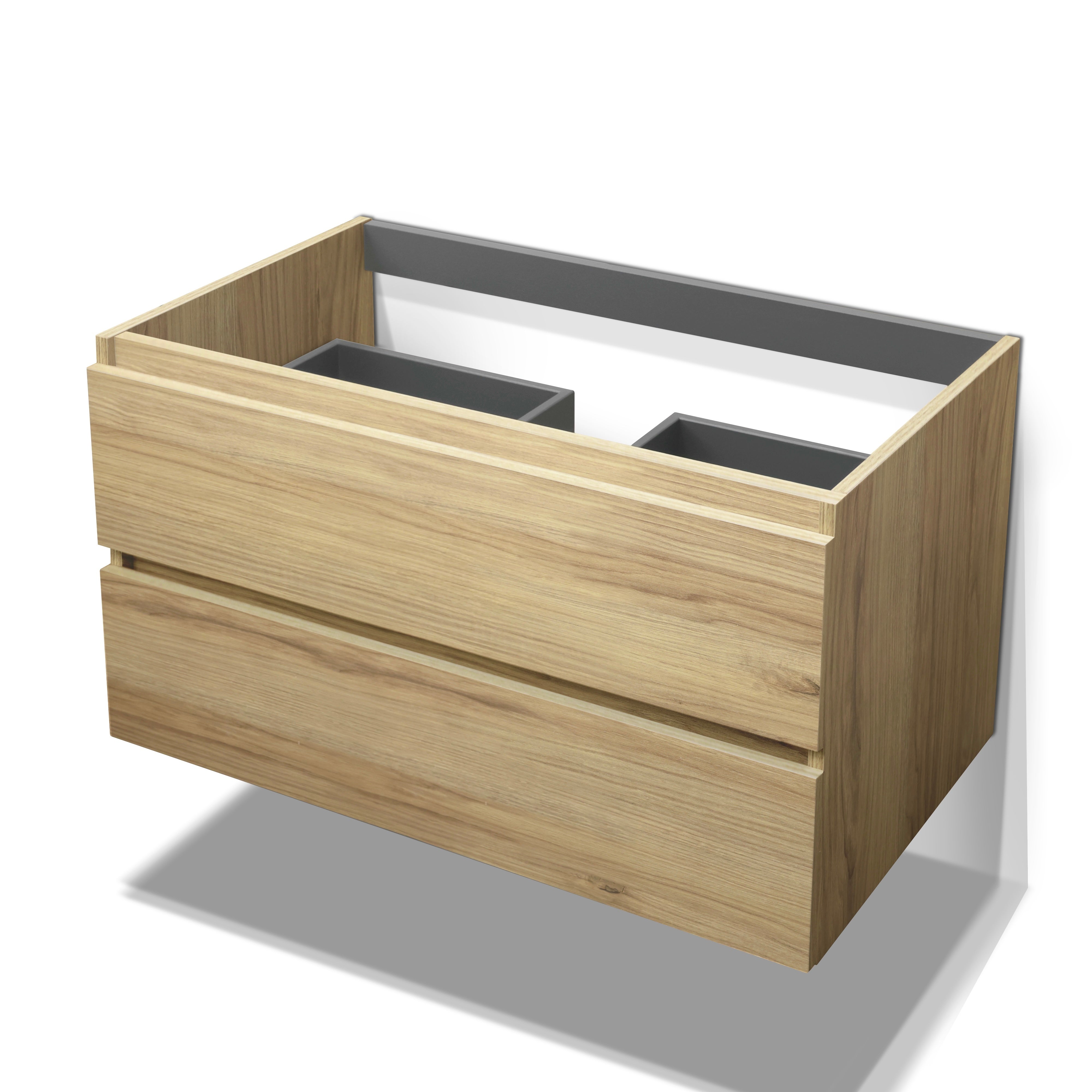 Feel Your Bath, Meuble Salle de Bain Couleur Bois 80cm avec Vasque en Céramique Blanc Brillant – Élégant et Facile à Poser - 5