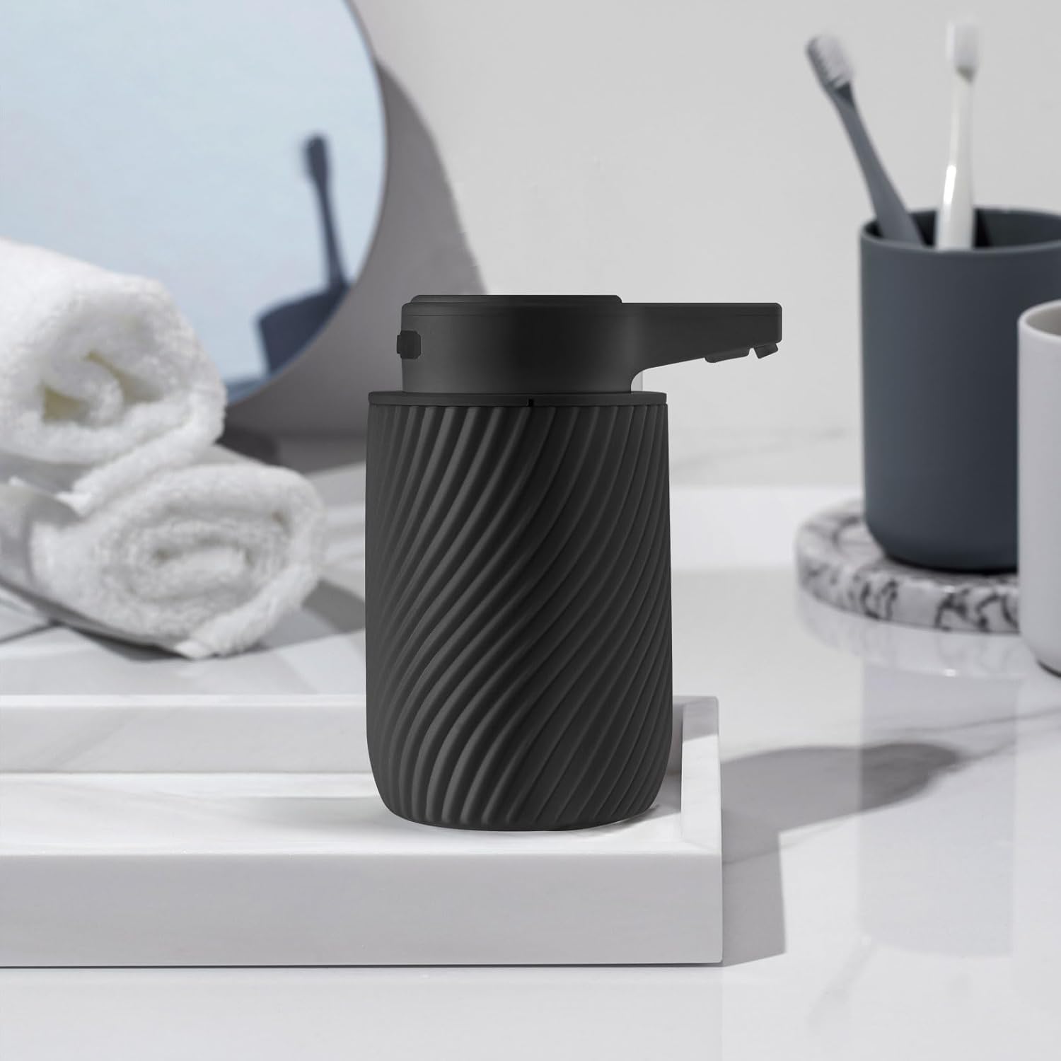 Distributore automatico di sapone 300 ml, distributore di sapone elettrico, sensore touchless, con ricarica USB, nero - 6