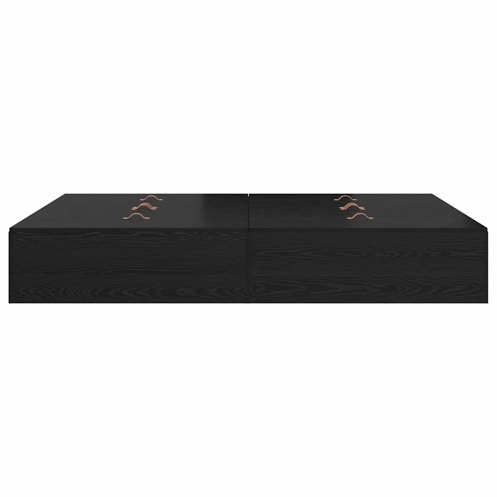 Cadre de lit avec rangement et porte chêne noir 140 x 200 cm - 7