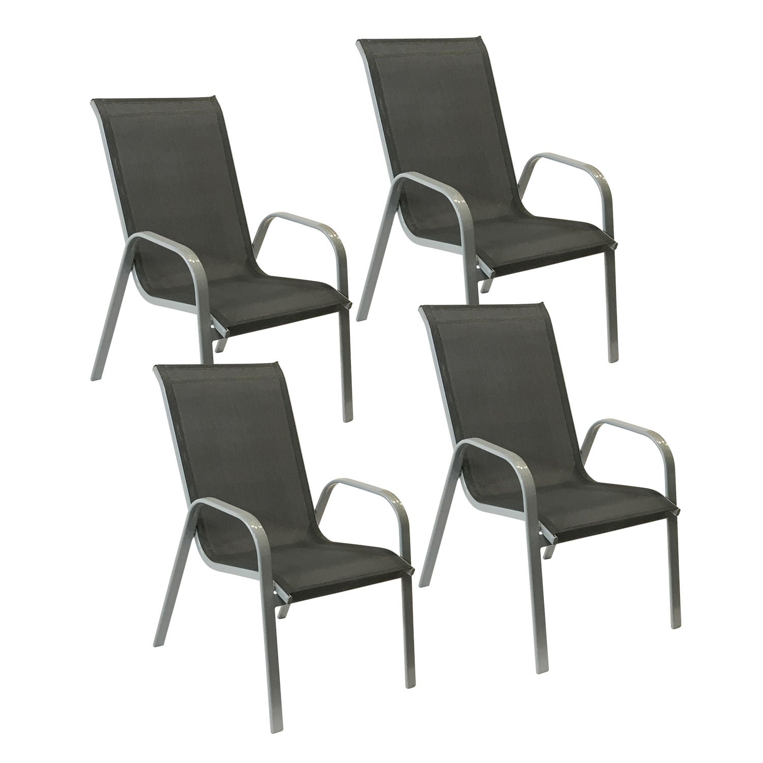 Zestaw 4 krzeseł MARBELLA szary textilene - szare aluminium