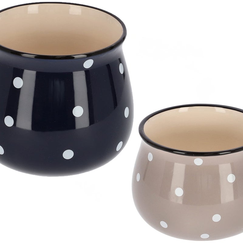 2x doniczka osłonka mini donica ceramiczna grochy - KOTARBAU
