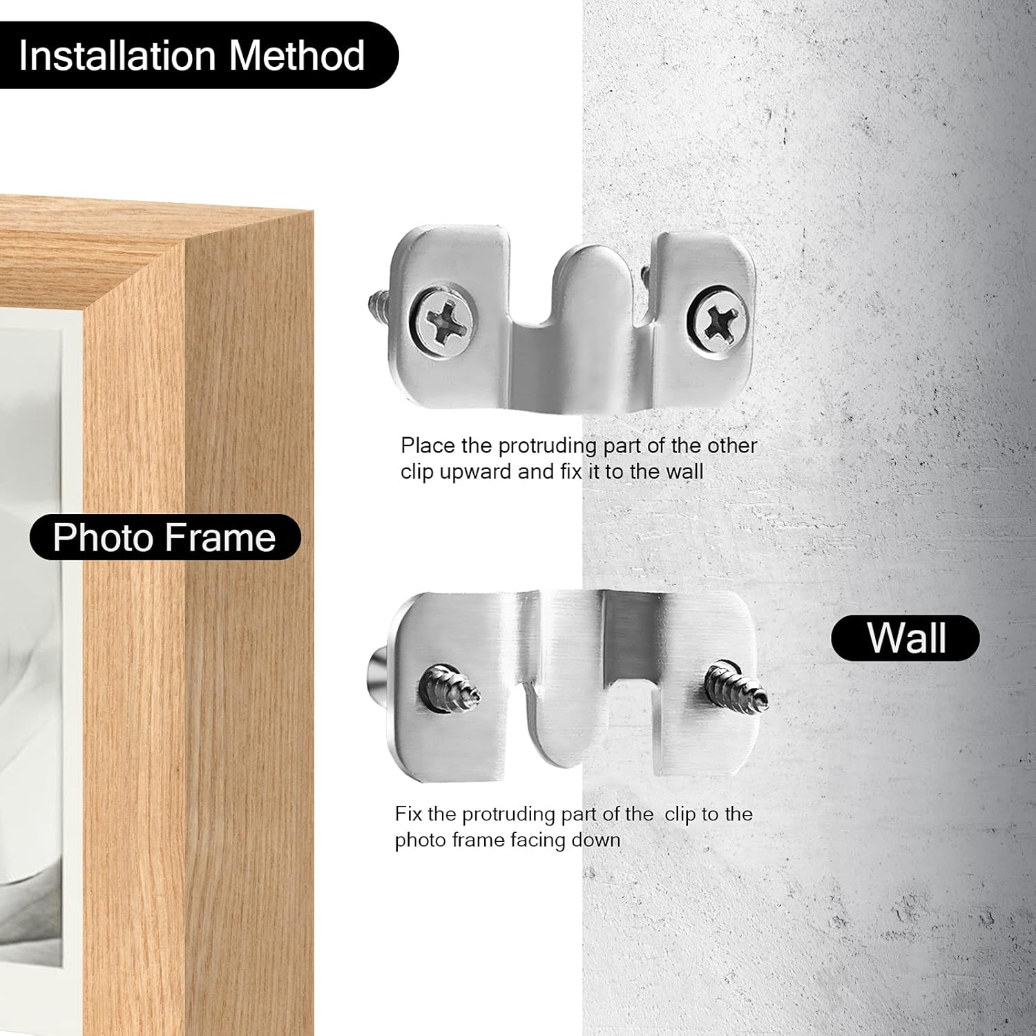 Staffa A Z Per Montaggio A Incasso – 4 Paia In Acciaio Inox – Supporto Per Quadri, Specchi E Testiere (Fino A 30kg) - 2