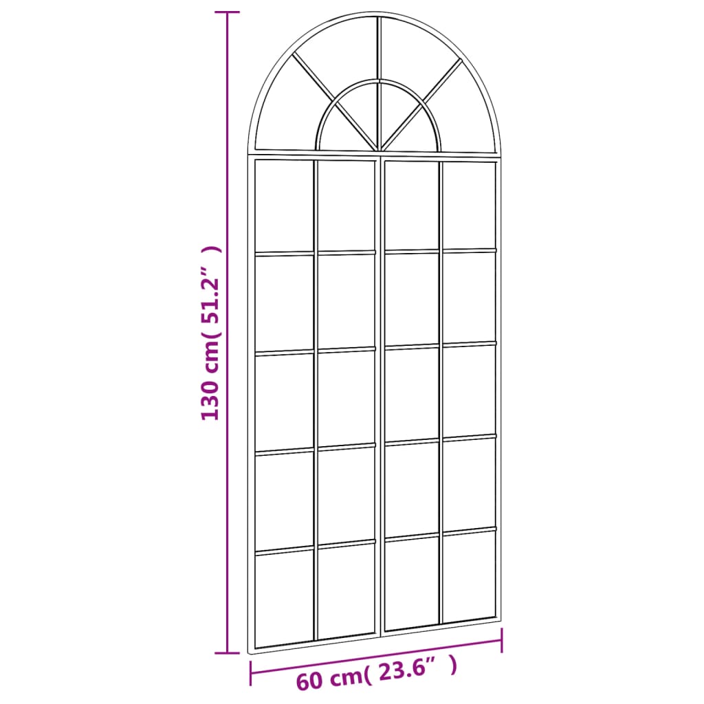 Miroir mural noir 60x130 cm arche fer - 6