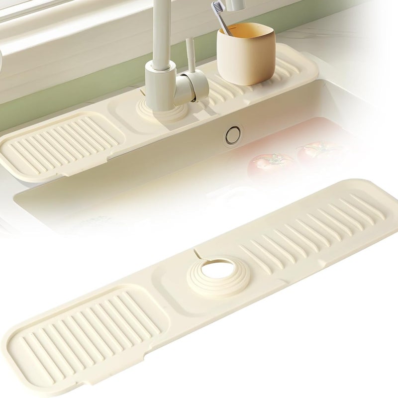 Mata pod ociekacz kranu 45x10 cm - ulepszony silikon - biała - do blatu/zlewu