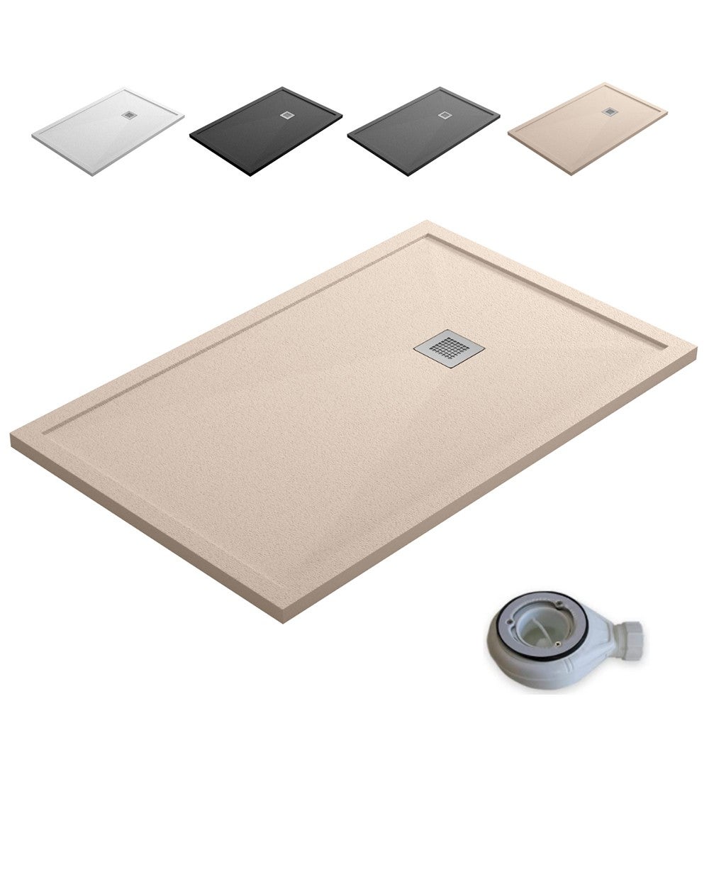 BELLOBATH - Receveur De Douche En Résine Antidérapant - Texture Ardoise Douce - Avec La Bonde Et La Grille Comprises - Kaki - 80 X 140 Cm | Leroy Merlin