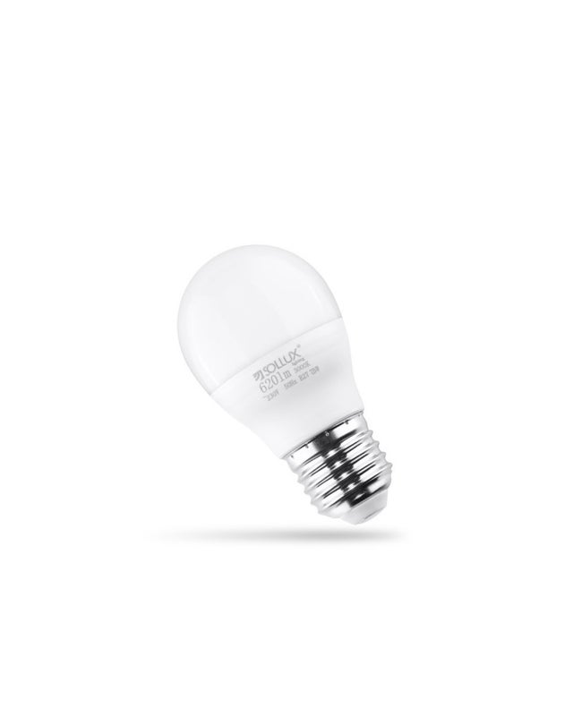 Żarówka LED E27 7.5W kulka mleczna Ciepła biel 3000K 620lm Sollux Lighting
