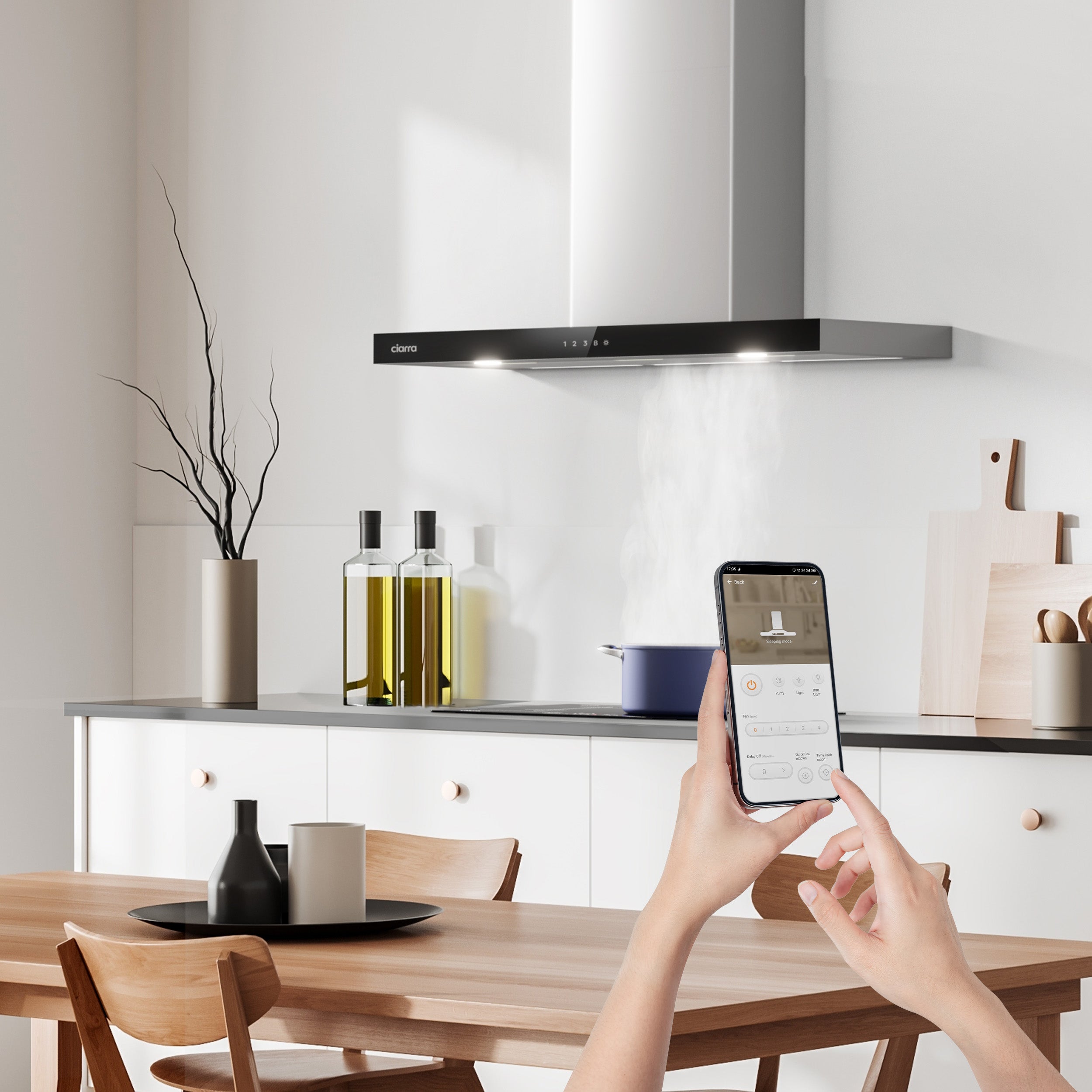CIARRA Hotte Aspirante 90cm Tactile et Wi-Fi Connecté 650 m3/h 4 Vitesses Booster Classe A+++ CBCS9102 - 2