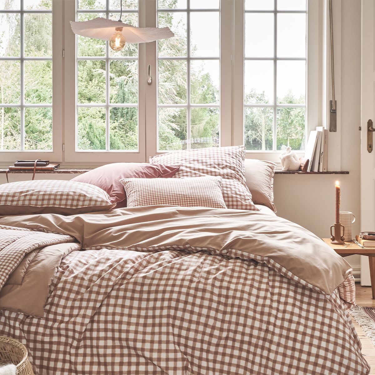 Housse de couette imprimée en percale de coton, Made in France, VICHY