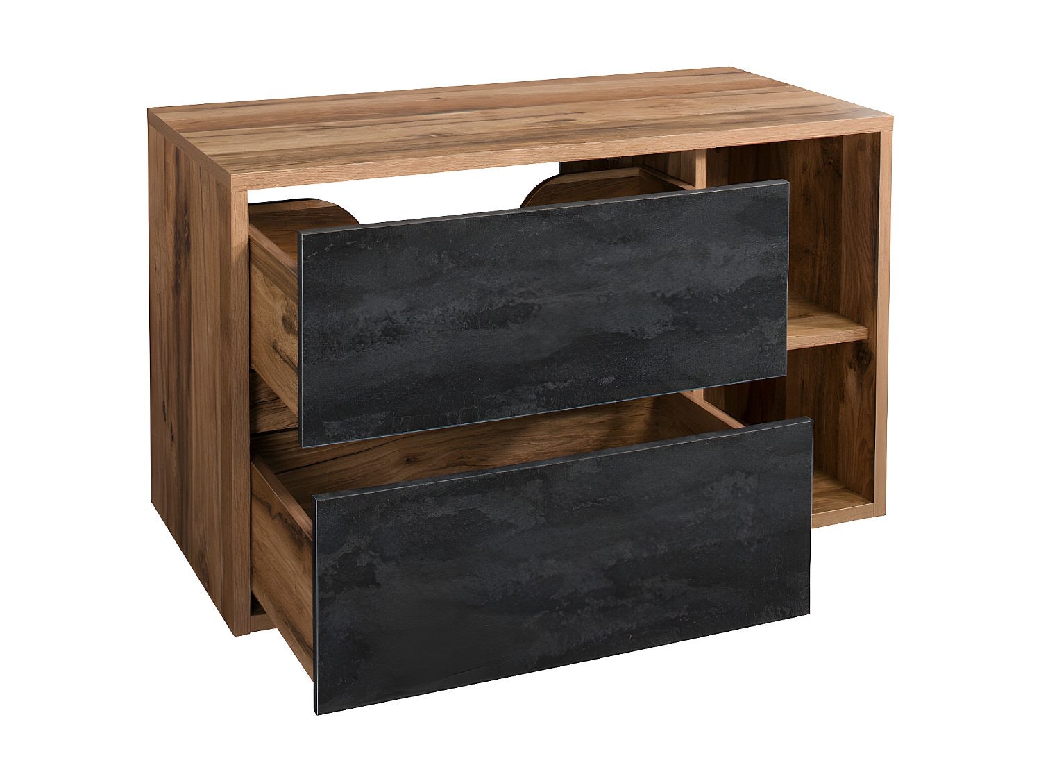 Meuble sous vasque suspendu coloris naturel et anthracite - 100 cm - TIKITIKI - 3