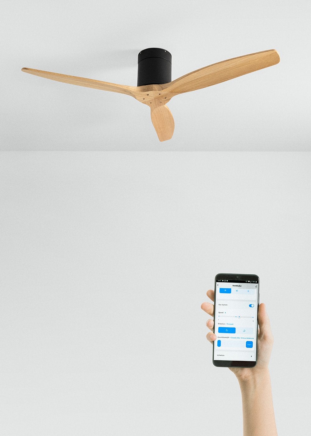 CREATE - WIND CALM M - Ventilateur de plafond silencieux 40W avec pales techniques en ABS Ø132cm sans eclaraige avec wifi - 4
