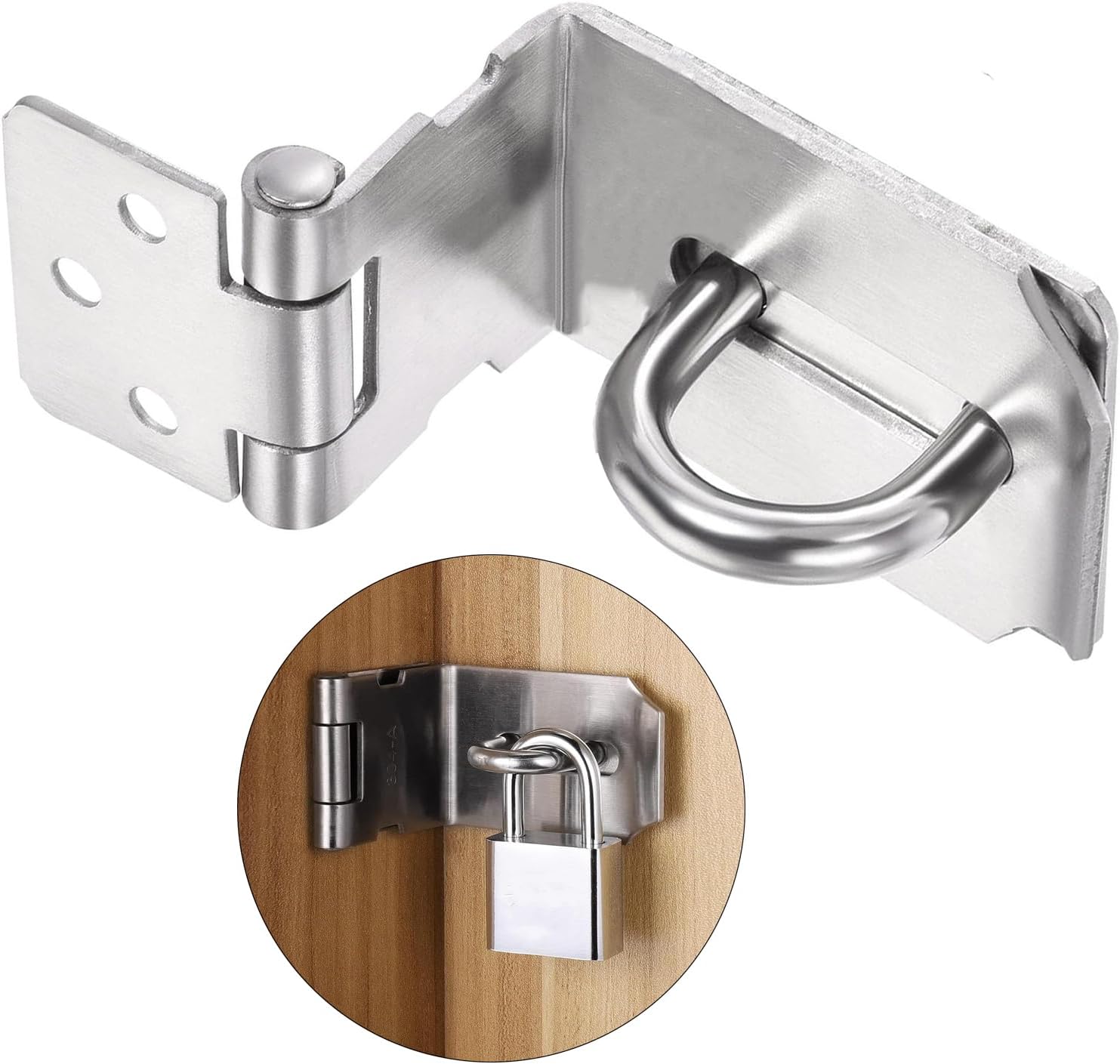 Chiusura Porta A Lucchetto 2 Pezzi - Acciaio Inox 304, Per Cancelli, Garage, Armadietti